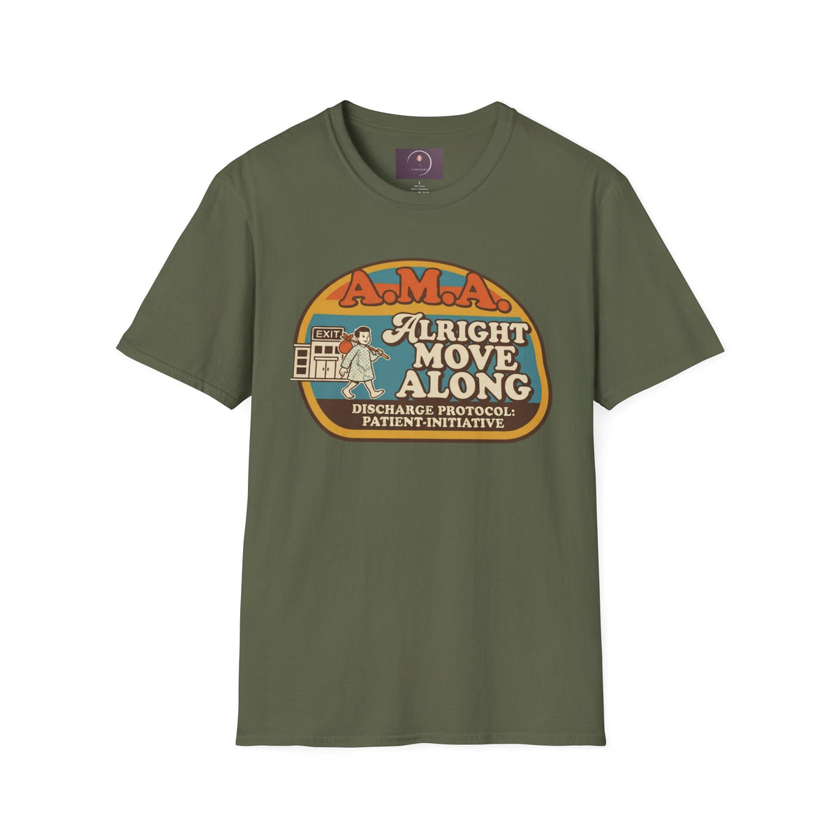 Alright Move Along T‑Shirt — Retro A.M.A. Discharge Protocol Graphic Tee