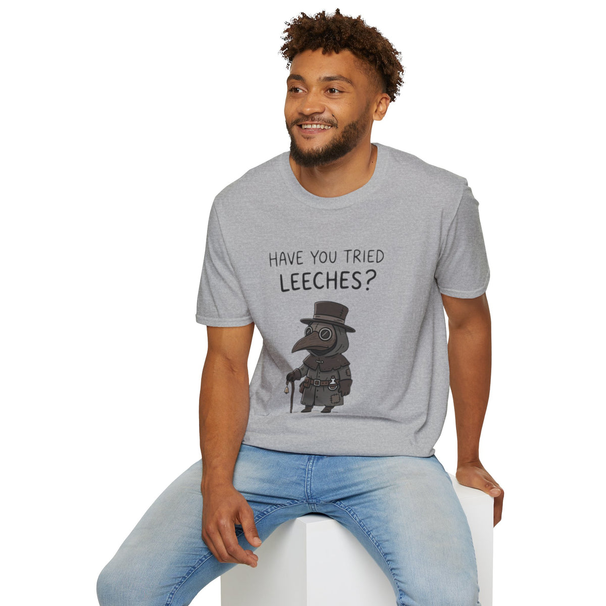 Plague Doctor T-Shirt — “Have You Tried Leeches?” Vintage Medical Humor Tee