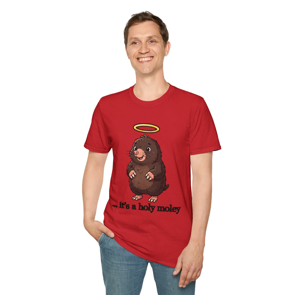 Angel Mole T‑Shirt — Cute Halo Mole Design, "...it's a holy moley" Graphic Tee