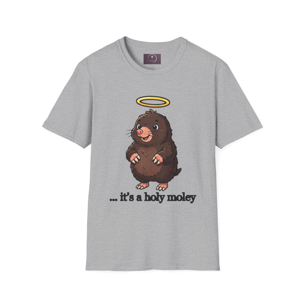 Angel Mole T‑Shirt — Cute Halo Mole Design, "...it's a holy moley" Graphic Tee