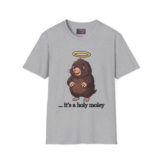 Angel Mole T‑Shirt — Cute Halo Mole Design, "...it's a holy moley" Graphic Tee