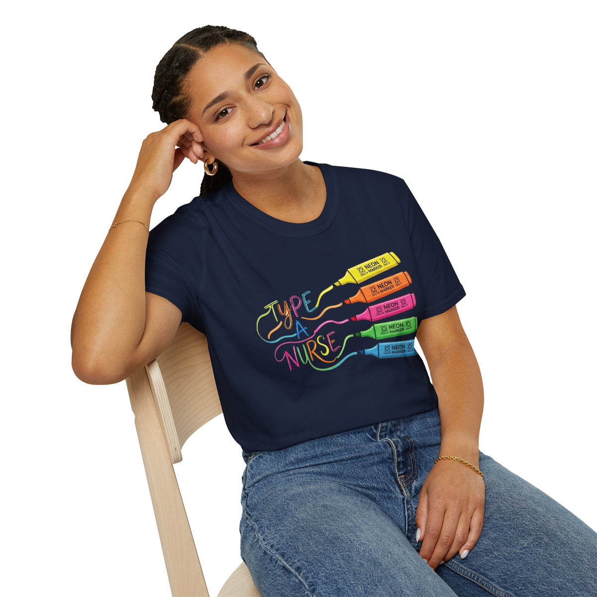 Type A Nurse T-Shirt — Colorful Highlighter Design for Nurses