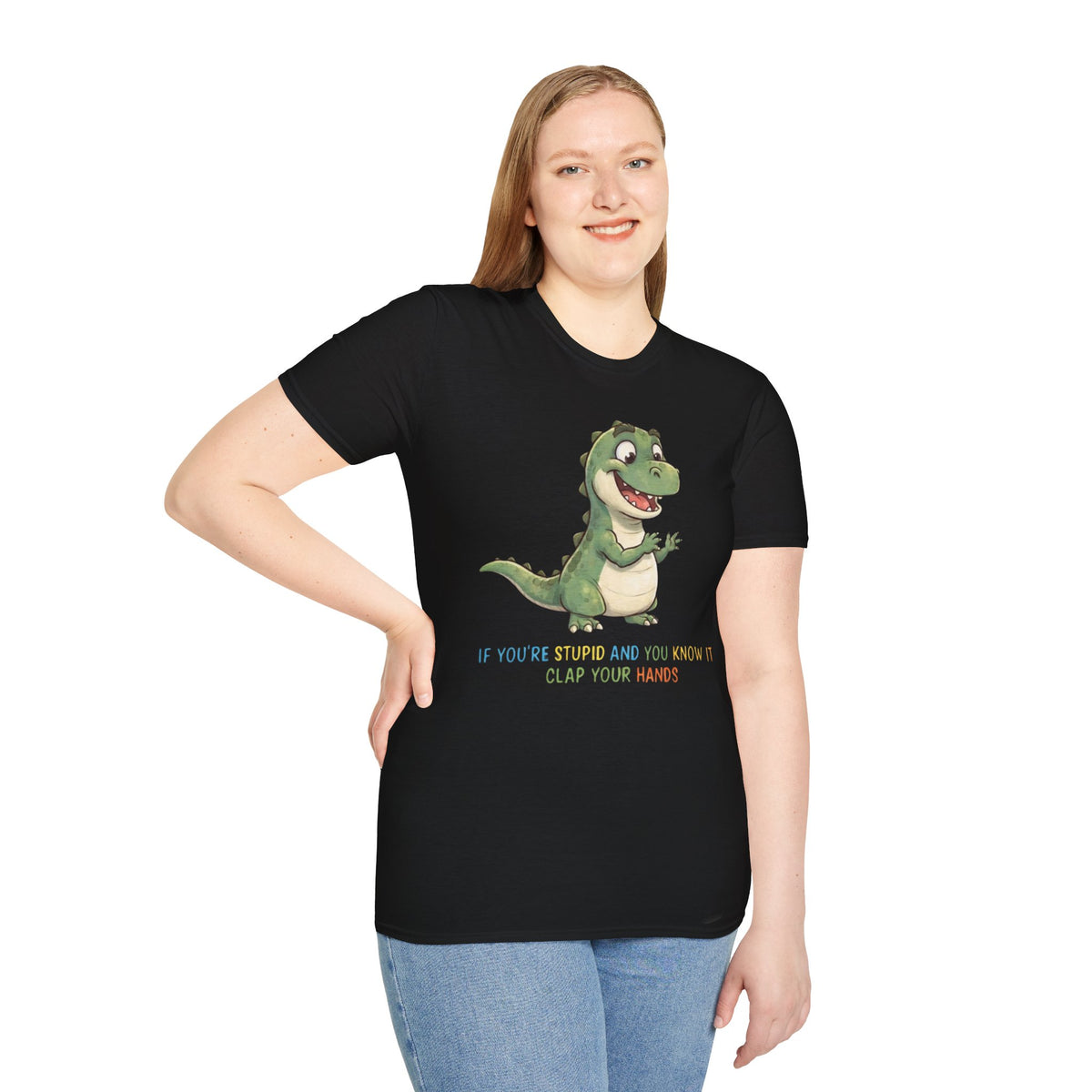 Cute Cartoon Dinosaur Tee — "Clap Your Hands" Kids Graphic T-Shirt