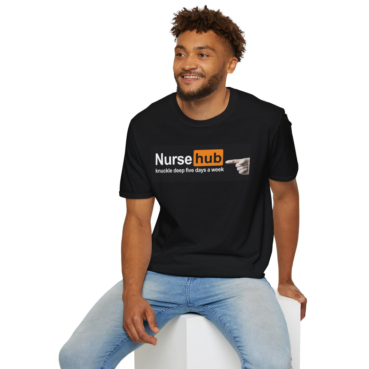 Nursehub T‑Shirt — "knuckle deep five days a week" Funny Nurse Tee