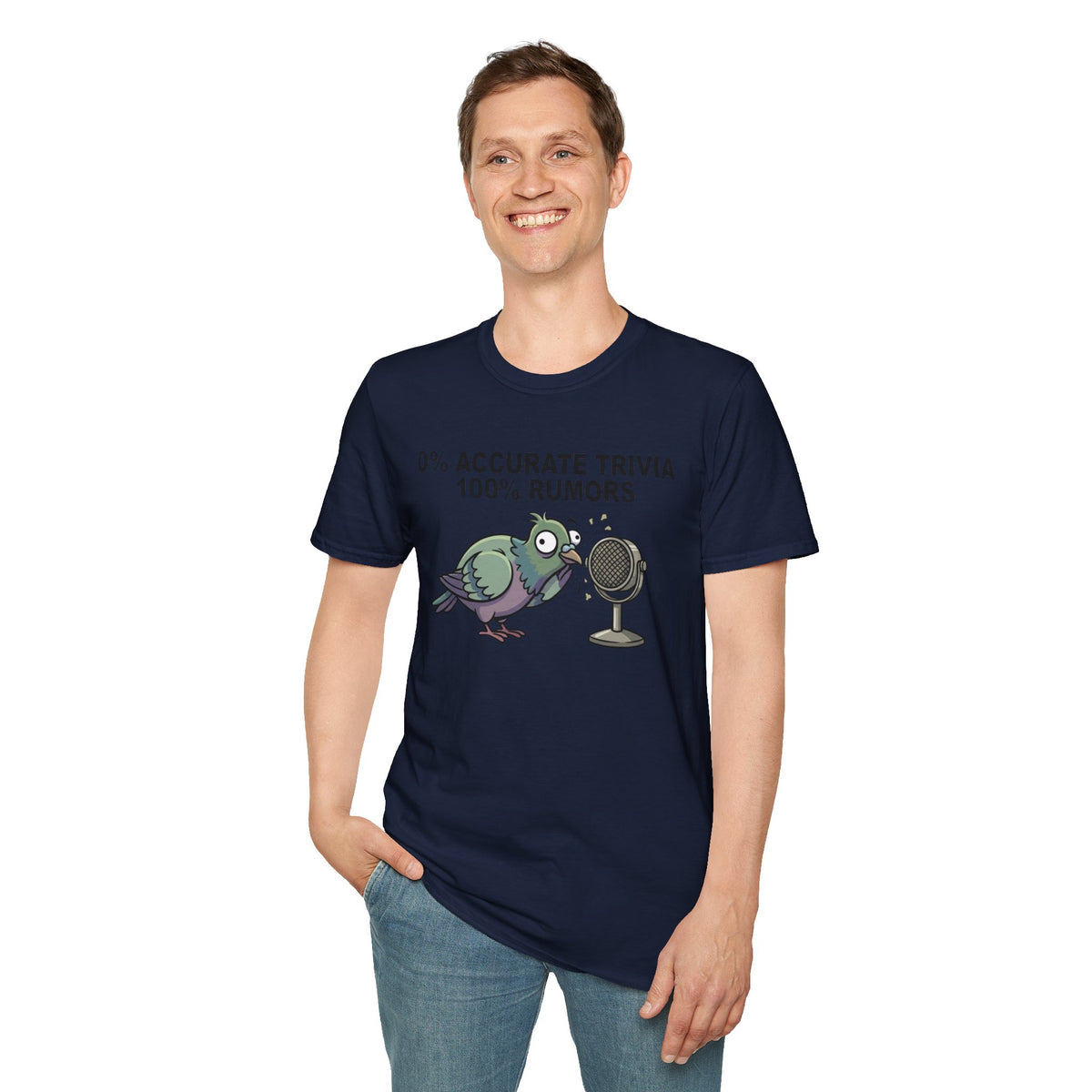 Trivia Rumor Pigeon T-Shirt — 0% Accurate Trivia 100% Rumors Graphic Tee
