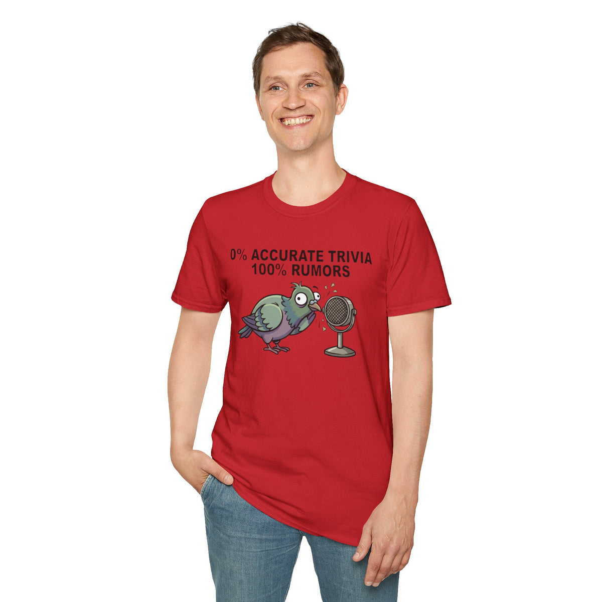 Trivia Rumor Pigeon T-Shirt — 0% Accurate Trivia 100% Rumors Graphic Tee