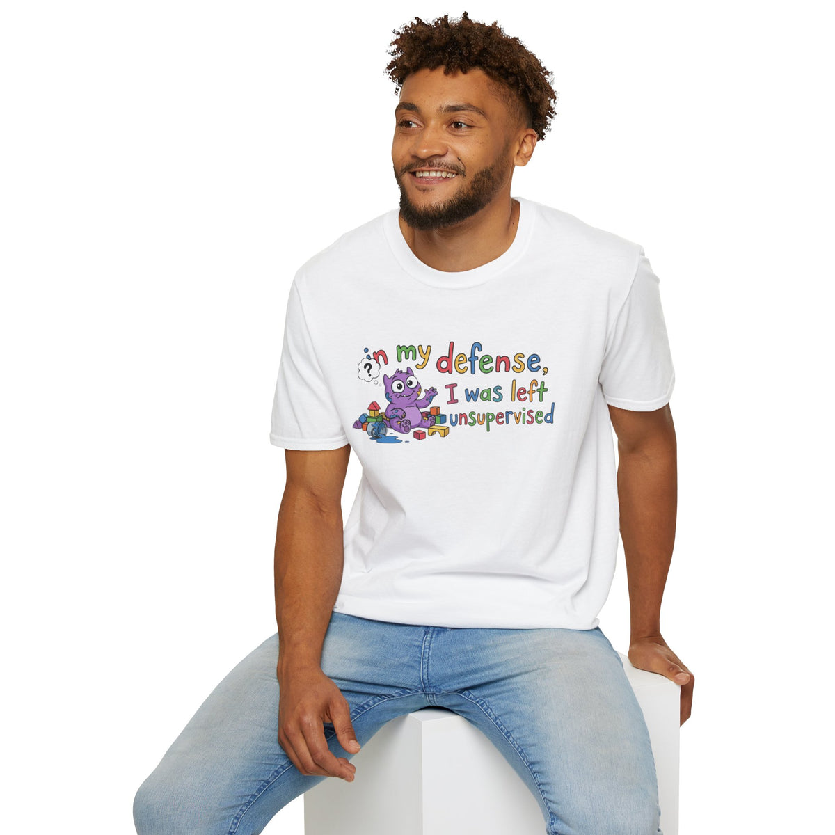 T‑Shirt — “In My Defense, I Was Left Unsupervised” Cute Monster Tee