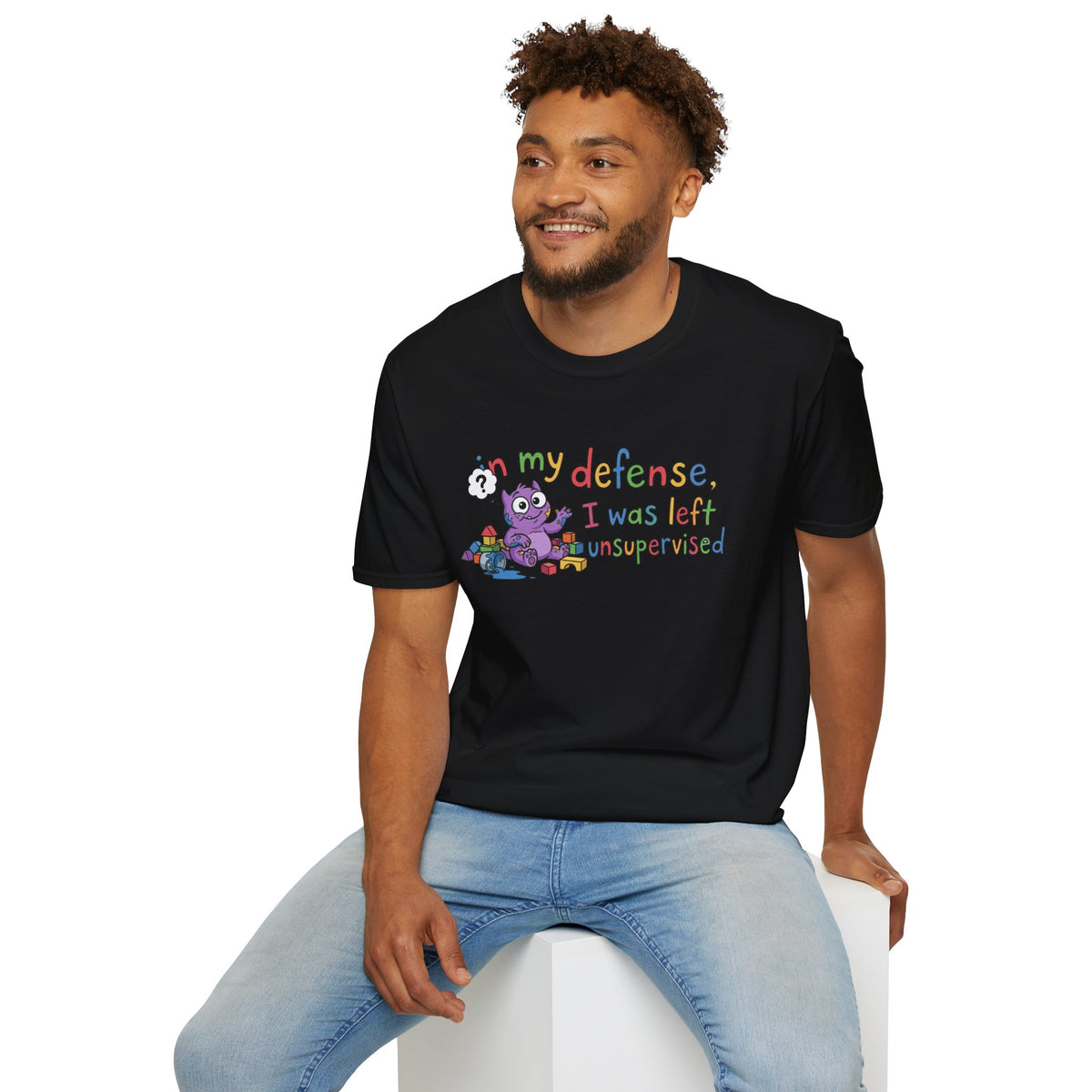T‑Shirt — “In My Defense, I Was Left Unsupervised” Cute Monster Tee