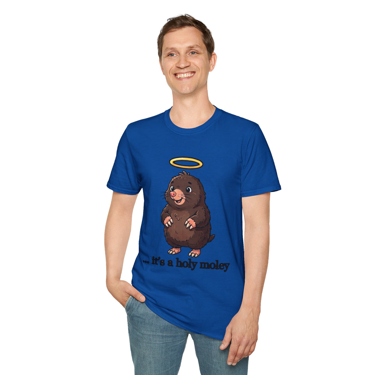 Angel Mole T‑Shirt — Cute Halo Mole Design, "...it's a holy moley" Graphic Tee